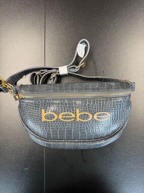 bebe Croc-Embossed Crossbody Bag with Gold Logo